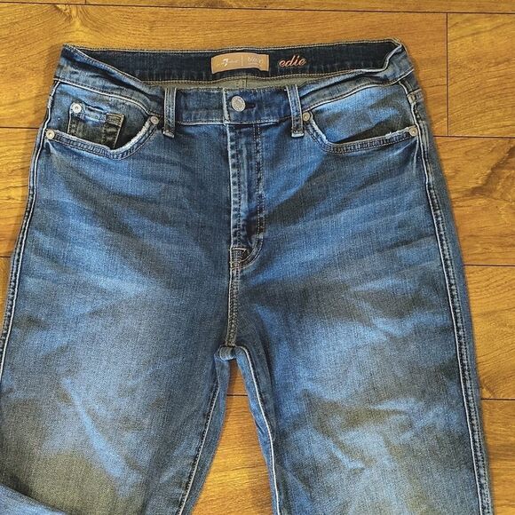 7 For All Mankind b(air) Edie High Waist Straight Leg Frayed Hem Jeans Size 31 - Picture 2 of 15